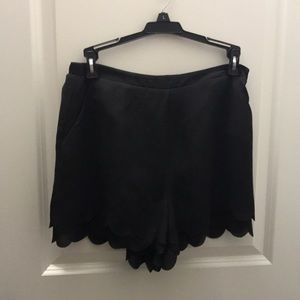 Black Scalloped Shorts
